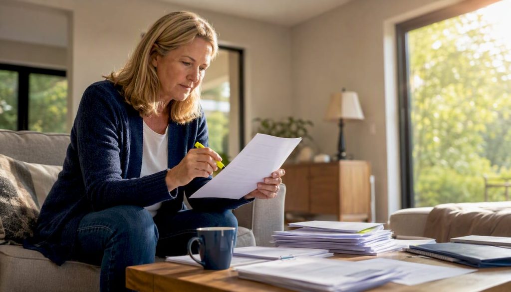 UK homeowner reviewing secured loan documents